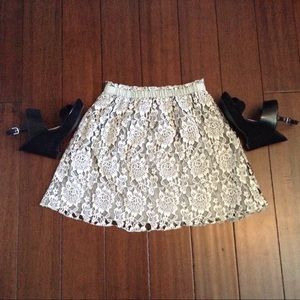 Gray and White Lace Skirt